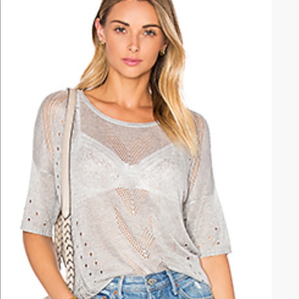LA Made Liz Top (Revolve) Sheer Blue Knit